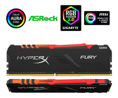 Memoria Ram Gamer 8gb Ddr4 3000 Hyperx Fury Rgb Pc Torre