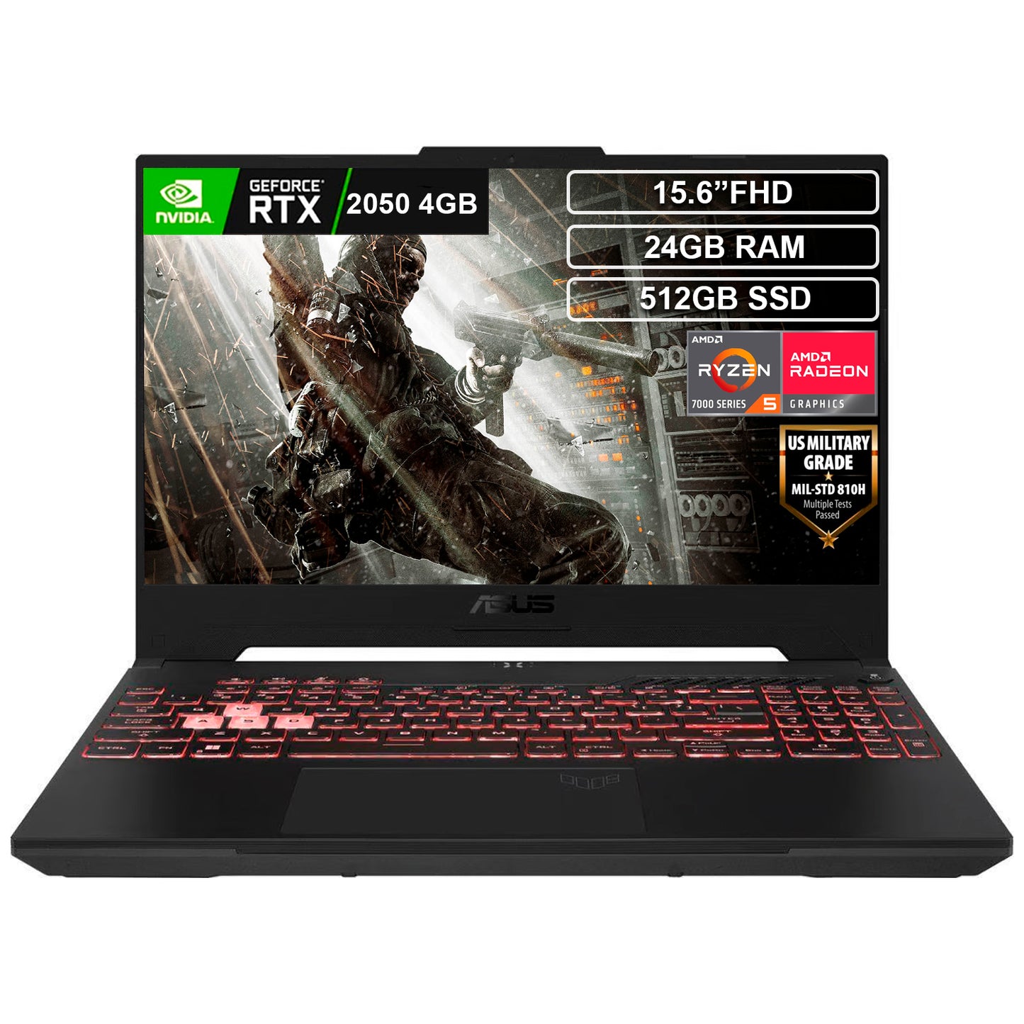 Portátil Gamer Asus Tuf Ryzen 5 7535HS 24gb 512GB RTX2050