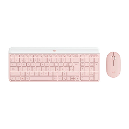Combo Teclado y Mouse Logitech MK470 Slim inalámbricos Rosa