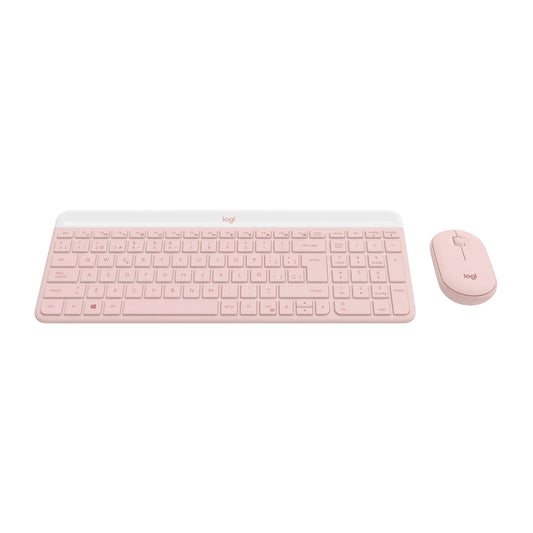 Combo Teclado y Mouse Logitech MK470 Slim inalámbricos Rosa