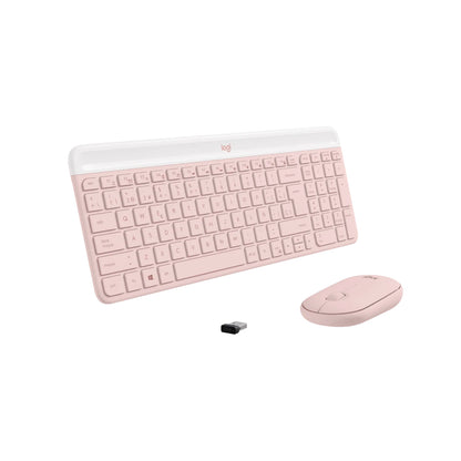 Combo Teclado y Mouse Logitech MK470 Slim inalámbricos Rosa
