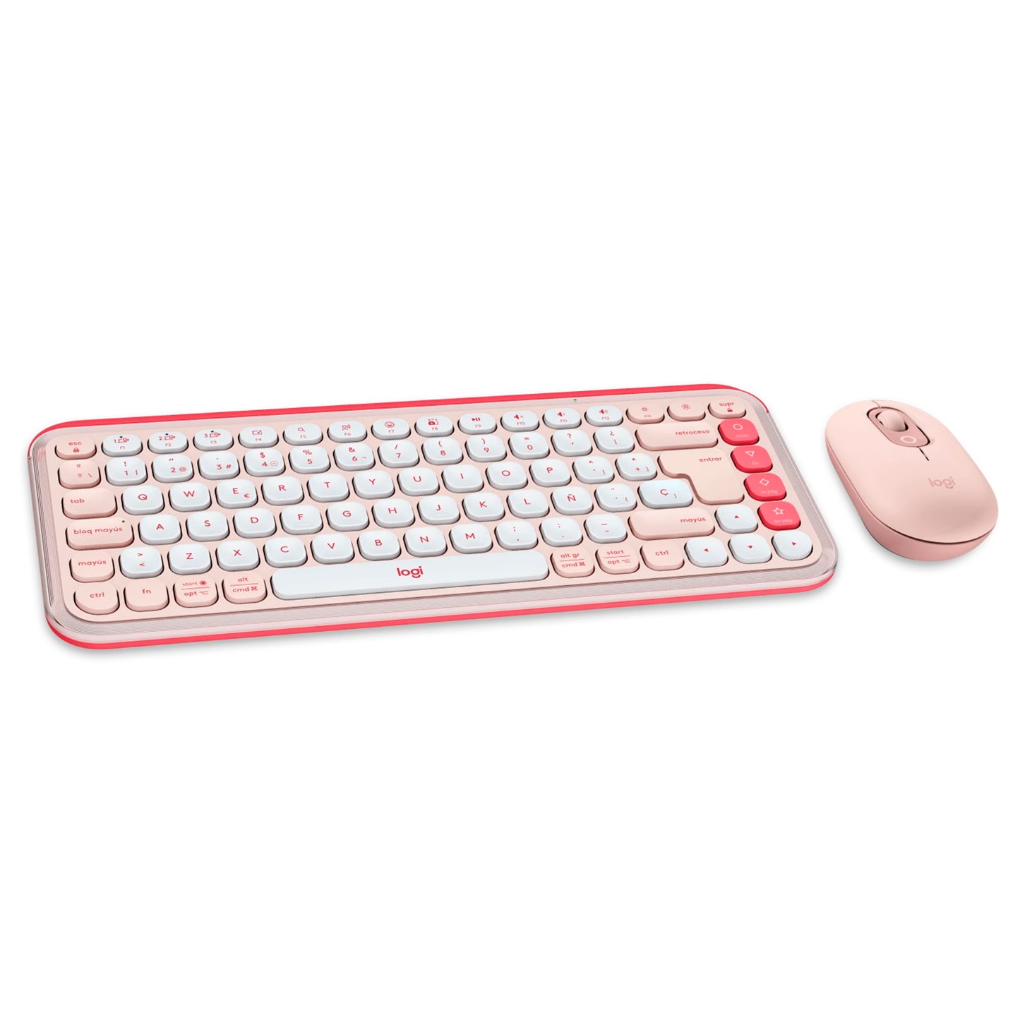 Combo Teclado y Mouse Logitech Pop Icon Rosado y Blanco