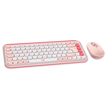 Combo Teclado y Mouse Logitech Pop Icon Rosado y Blanco