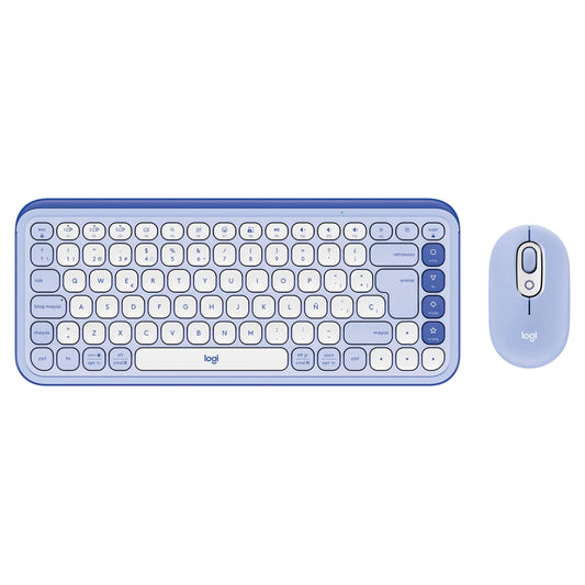 Combo Teclado y Mouse Logitech Pop Icon Lila y Blanco