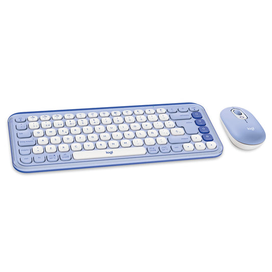 Combo Teclado y Mouse Logitech Pop Icon Lila y Blanco