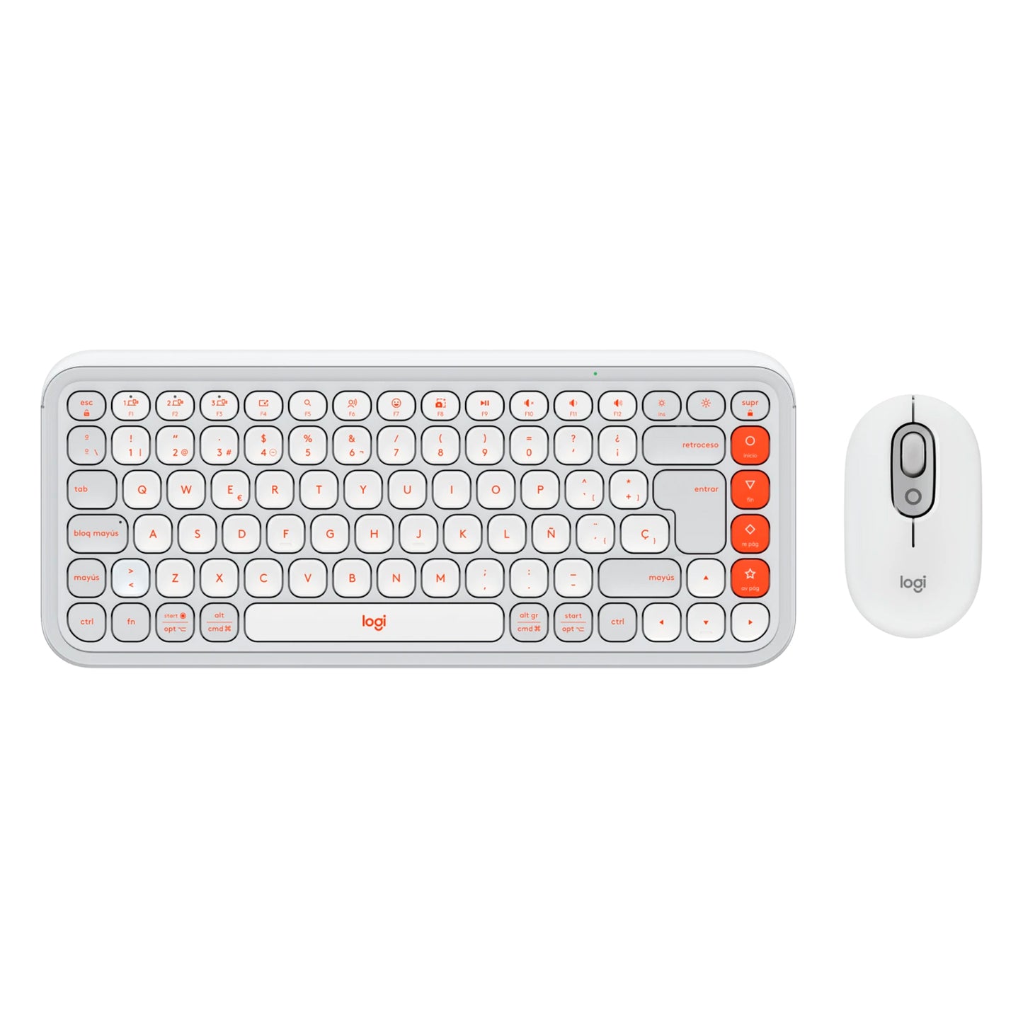 Combo Teclado y Mouse Logitech Pop Icon Blanco y naranja