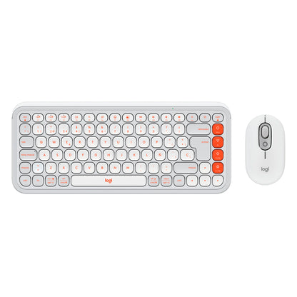 Combo Teclado y Mouse Logitech Pop Icon Blanco y naranja