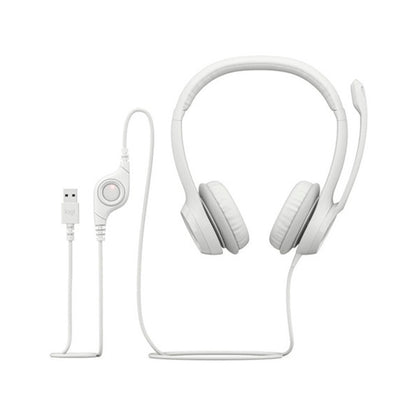 Audífonos / Diadema Con Micrófono Logitech Usb H390 Blanca