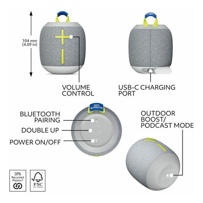 Parlante Ultimate Ears Wonderboom 4 Bluetooth Gris