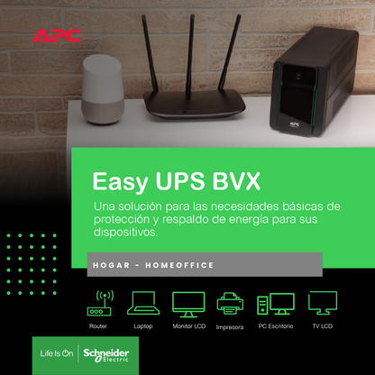 Ups Apc Bvx1200l-lm 1200va Interactiva 6 Tomas Avr 650 Watts