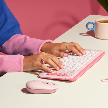 Combo Teclado y Mouse Logitech Pop Icon Rosado y Blanco