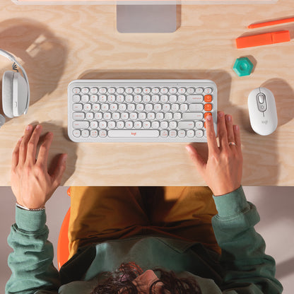 Combo Teclado y Mouse Logitech Pop Icon Blanco y naranja