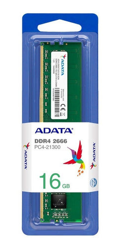Memoria Ram 16gb Para Pc Ddr4 2666 Adata U-dimm Pc De Torre