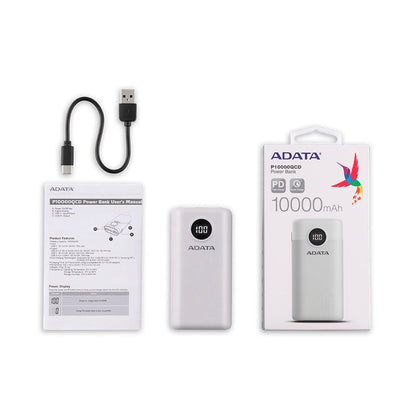 Power Bank Adata 10000 Mah AP10000QCD Multi Carga - Blanco