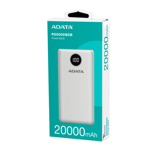 Power Bank Adata 20000 Mah AP20000QCD Multi Carga - Blanco