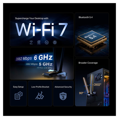 Tarjeta de Red Tp-Link Archer TBE400E Wi-Fi 7 Bluetooth 5