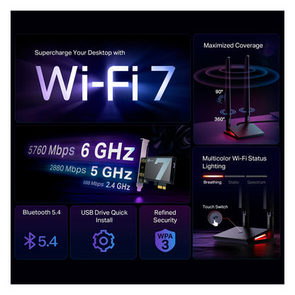 Tarjeta de Red Tp-Link Archer TBE550E Wi-Fi 7 Bluetooth