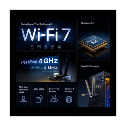 Adaptador Wifi Tp-link Pcie Bluetooth BE9300 Archer TBE552E