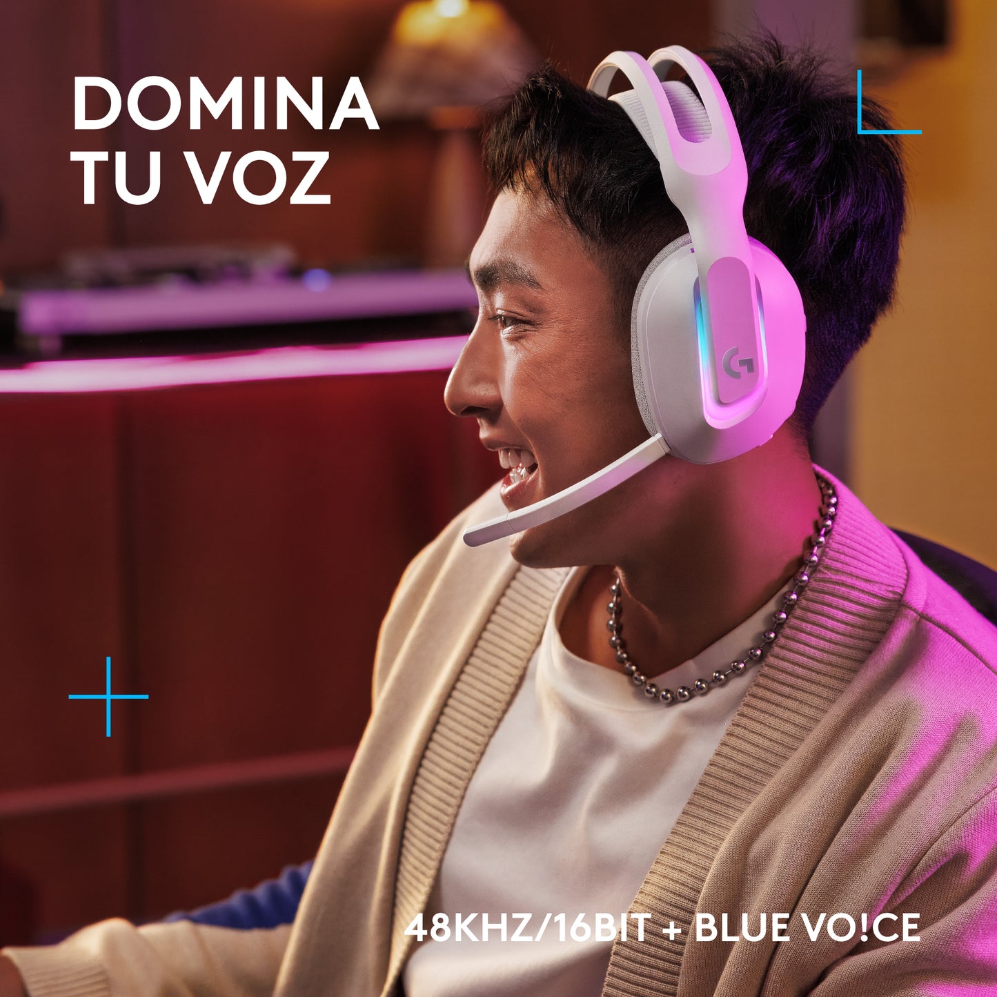 Diadema Gamer Logitech G522 inalámbrica LIGHTSYNC RGB Blanca