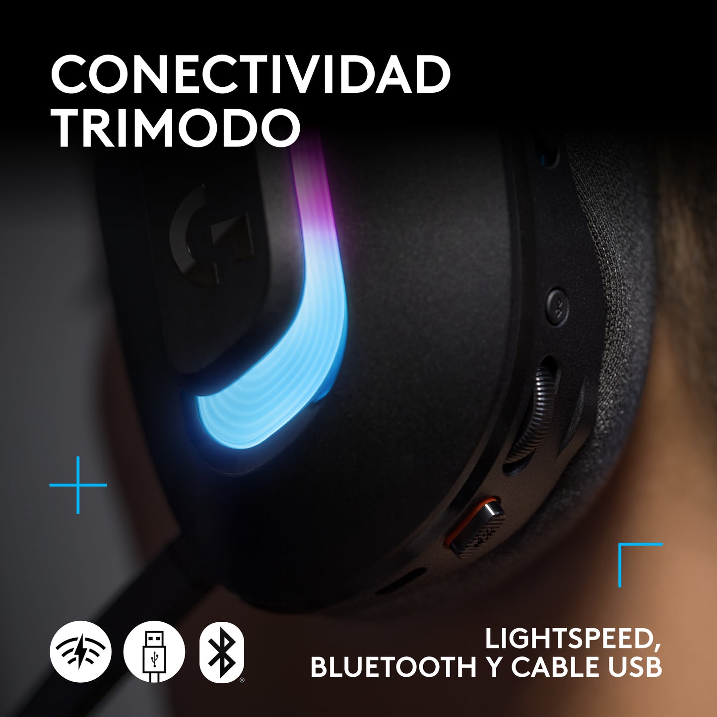 Diadema Gamer Logitech G522 inalámbrica LIGHTSYNC RGB Negro