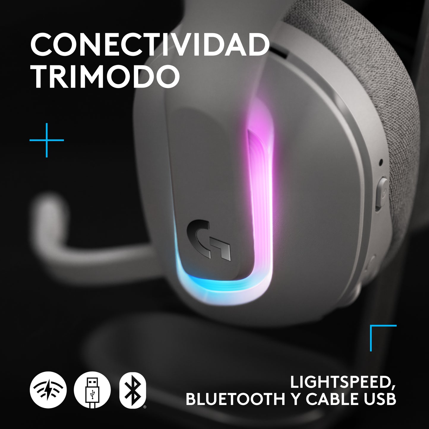 Diadema Gamer Logitech G522 inalámbrica LIGHTSYNC RGB Blanca