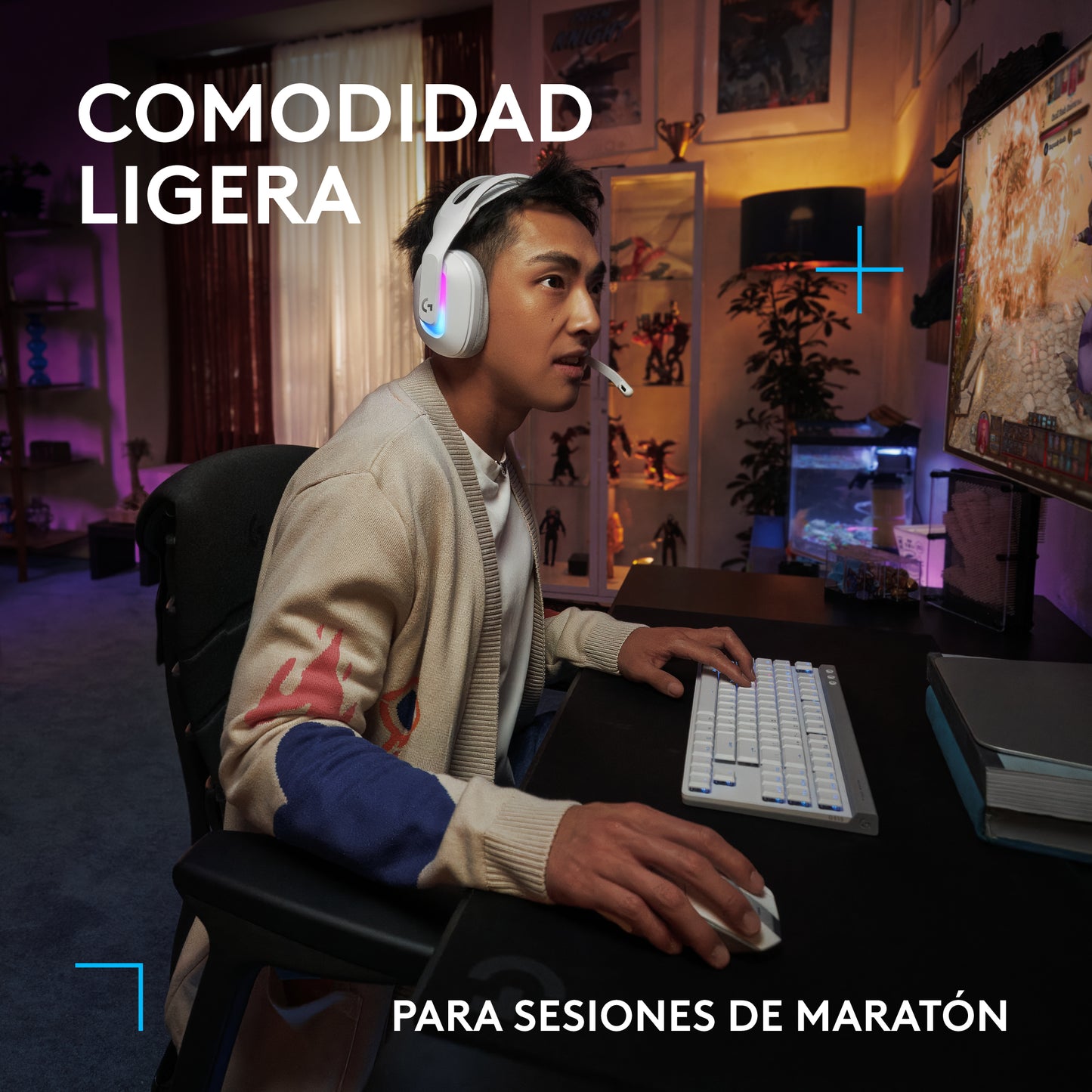 Diadema Gamer Logitech G522 inalámbrica LIGHTSYNC RGB Blanca