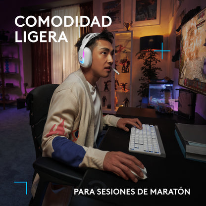 Diadema Gamer Logitech G522 inalámbrica LIGHTSYNC RGB Blanca