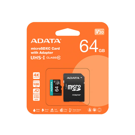 Memoria Microsd Adata 64gb Premier Pro V30s Adaptador Sd