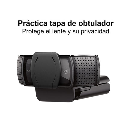 Cámara Web Full Hd Logitech C920e rial Tapa Obturador