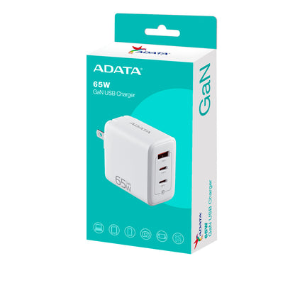 CARGADOR ADATA 65W Blanco + CABLE USB-C A USB-C 3.0 2mt