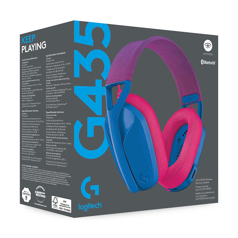 Diadema Gamer Logitech G435 Inalám LIGHTSPEED PS5 MAC PC