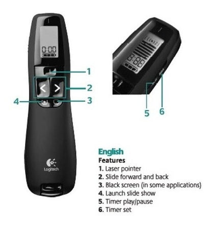 Presentador Diapositivas Inalambrico Logitech R800 Puntero