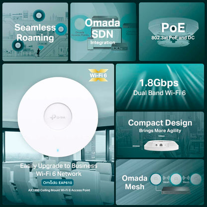 Access Point Tp-link De Techo Gigabit Wifi 6 Ax1800 Blanco
