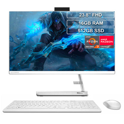 Todo en uno AIO Lenovo Ryzen 7 7730U 16GB 512GB FHD IPS 23.8