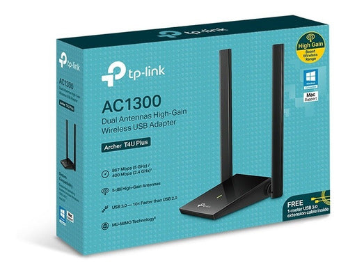 Adaptador Wifi Tp-link Archer T4u Plus Ac 1300 Mu-mimo