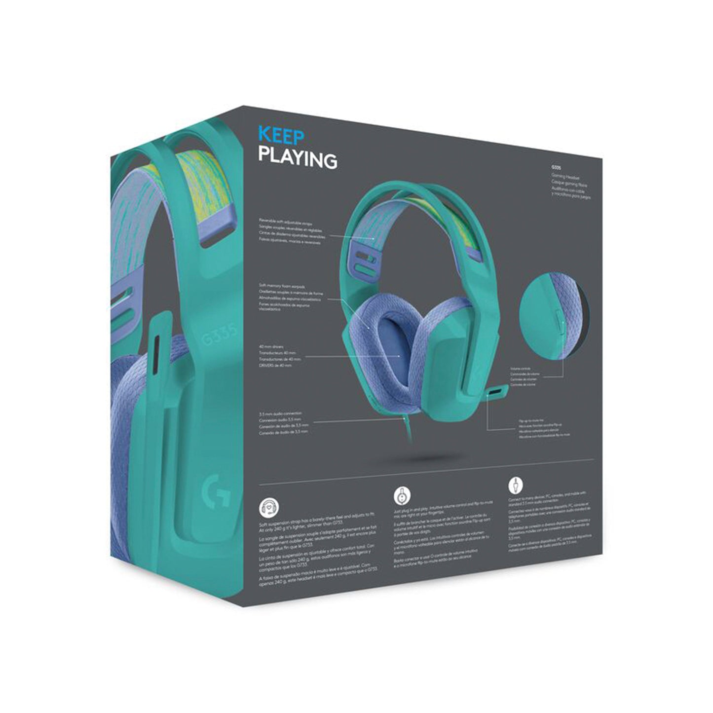 Diadema Gamer Logitech G335 3.5mm PC Xbox Play Switch Menta