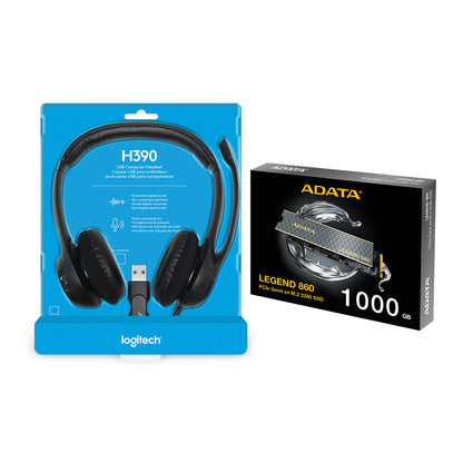 Diadema Logitech H390 Usb Headset + SSD Adata M.2 Xpress 1TB