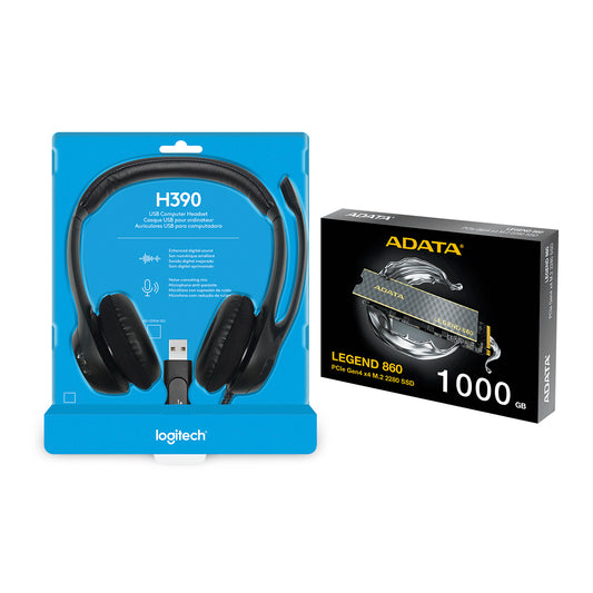 Diadema Logitech H390 Usb Headset + SSD Adata M.2 Xpress 1TB