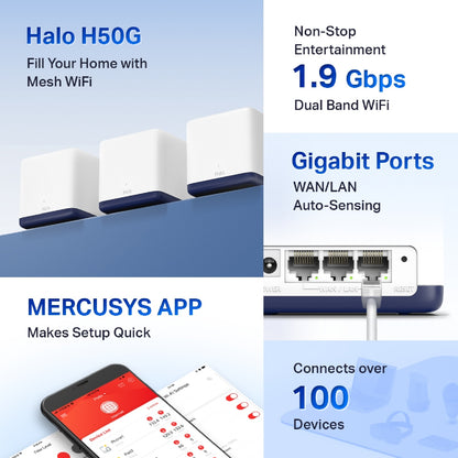 Sistema Wi-fi Malla Ac1900 H50g Mercusys Dual Banda (3-pack)