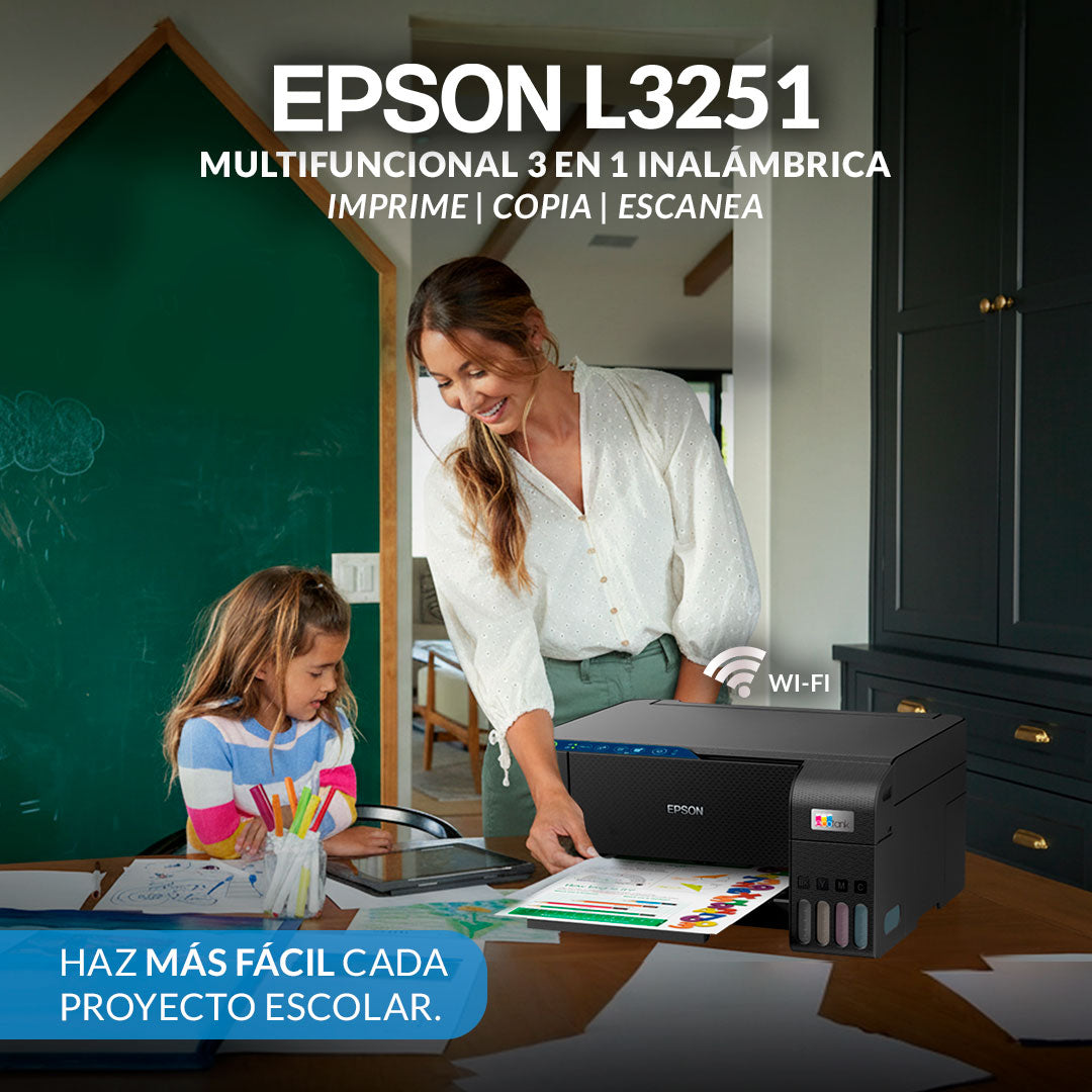 Impresora multifuncional 3 en 1 Epson EcoTank L3251 Negra