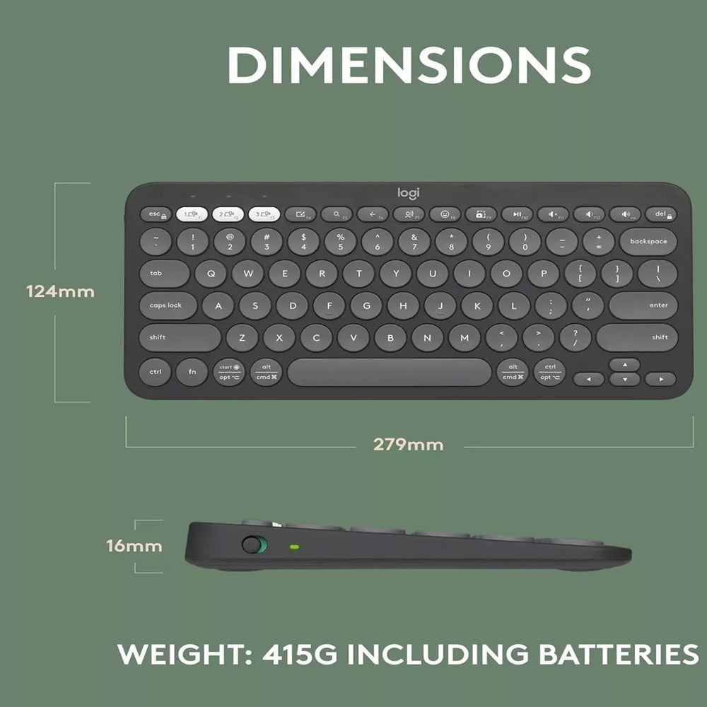 Teclado Inalámbrico Logitech K380s Bluetooth Pebble Negro