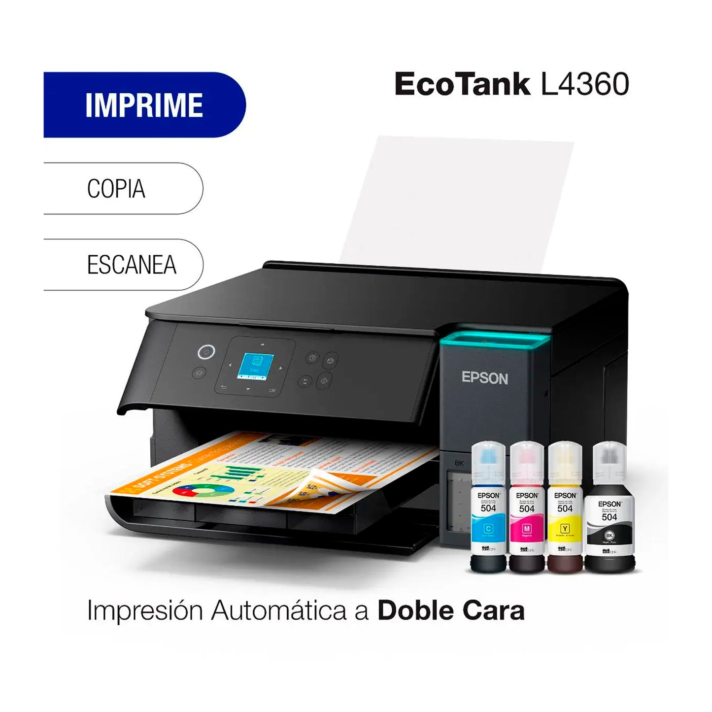 Impresora multifuncional 3 en 1 Epson EcoTank L4360 Wifi