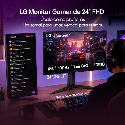 Monitor Gamer LG 24GS65F 24 FHD IPS 180Hz 1ms UltraGear