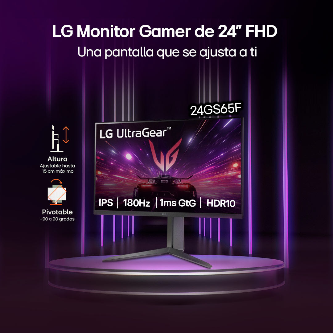 Monitor Gamer LG 24GS65F 24 FHD IPS 180Hz 1ms UltraGear