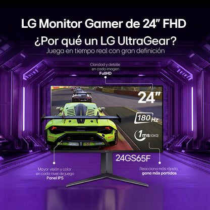 Monitor Gamer LG 24GS65F 24 FHD IPS 180Hz 1ms UltraGear