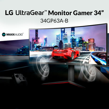 Monitor Gamer Curvo LG 34GP63A 34 AMD FreeSync QHD 160Hz 1ms