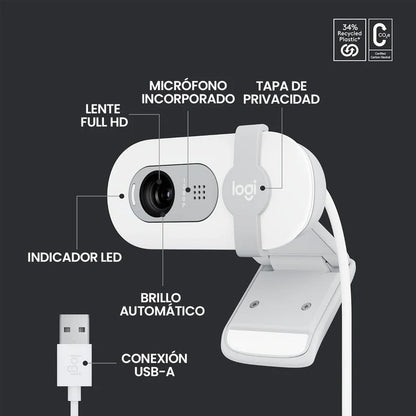 Cámara Web logitech Brio 100 Full HD 1080p - Blanca