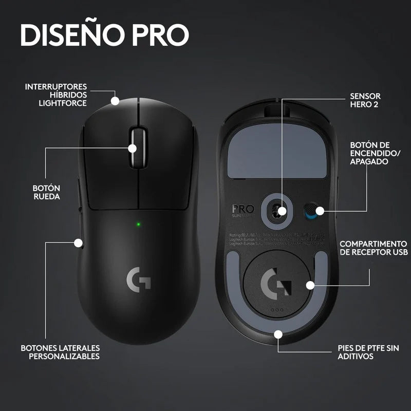 Mouse Gaming Inalámbrico Logitech G Pro X SUPERLIGHT 2 Negro
