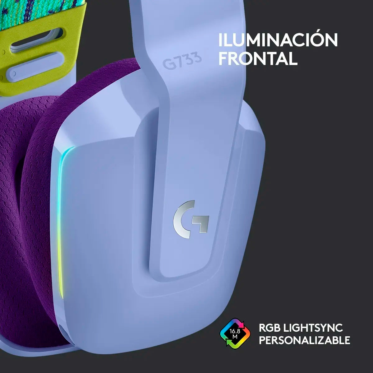 Audífonos Gamer Inalámbricos Logitech G Series G733 Lila Rgb