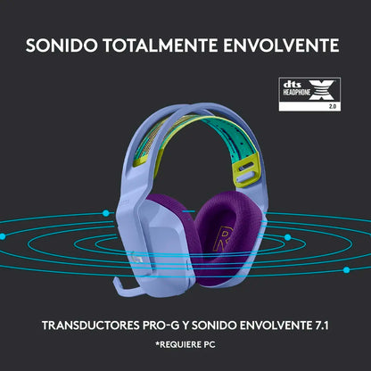 Audífonos Gamer Inalámbricos Logitech G Series G733 Lila Rgb